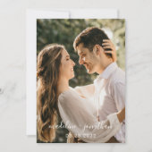 Einfache Hochzeit von Script Graue Foto QR Code UA Einladung (Vorderseite)