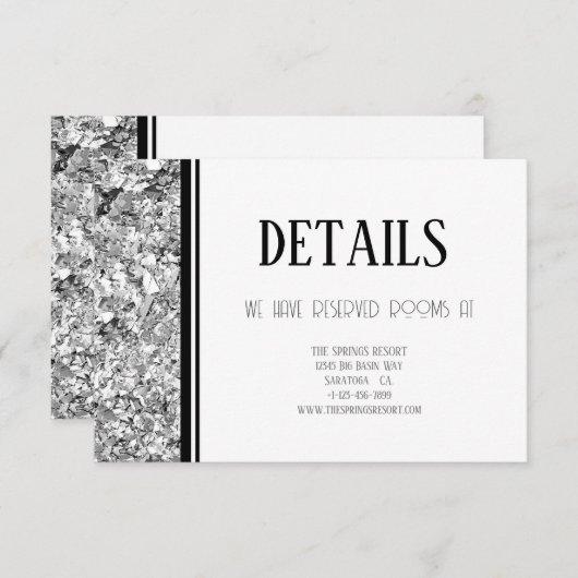 Einfache Hochzeit von Silber und Schwarz Begleitkarte (Vorne/Hinten)