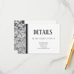 Einfache Hochzeit von Silber und Schwarz Begleitkarte