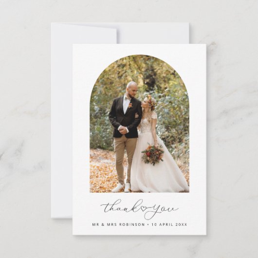 Einfache Hochzeit von Skript-Foto Dankeskarte (Vorderseite)