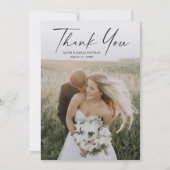 Einfache Hochzeit von Skript-Fotos Dankeskarte (Vorderseite)