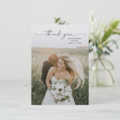 Einfache Hochzeit von Skript-Fotos Dankeskarte (Stehend Vorderseite)