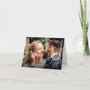 Einfache Hochzeit von Skript-Fotos Dankeskarte