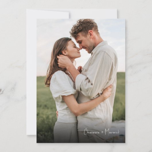 Einfache Hochzeit von Skript-Fotos Einladung (Rückseite)