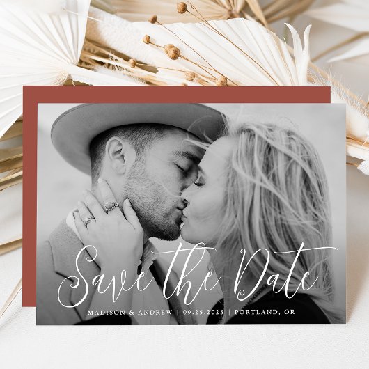 Einfache Hochzeit von Skript-Fotos Save The Date