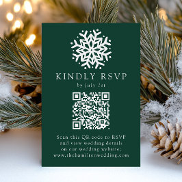 Einfache Hochzeit von Snowflake Green QR Code RSVP Karte