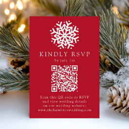 Einfache Hochzeit von Snowflake Red QR Code RSVP Karte