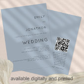 Einfache Hochzeit von Text Dusty Blue QR Code Einladung