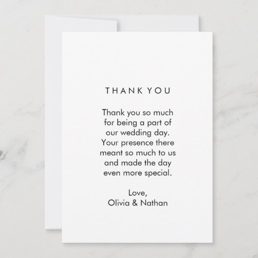 Einfache Hochzeit von Text und Bild Dankeskarte (Rückseite)