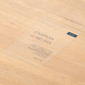 Einfache Hochzeit von Thin Navy Blue Typografy Acryleinladungen (Ablage )