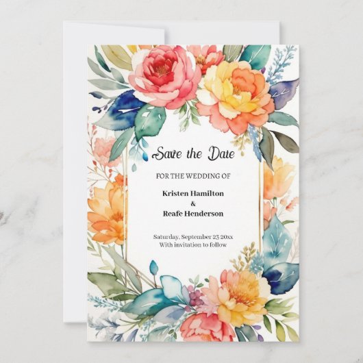 Einfache Hochzeit von Wasserfarben: Das Datum spei Save The Date (Vorderseite)