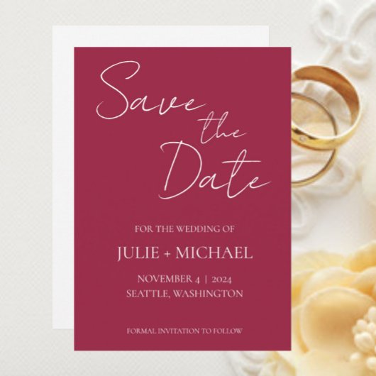 Einfache Hochzeit von Wein Save The Date