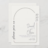 Einfache Hochzeit von Weiß und Braun Einladung (Vorne/Hinten)