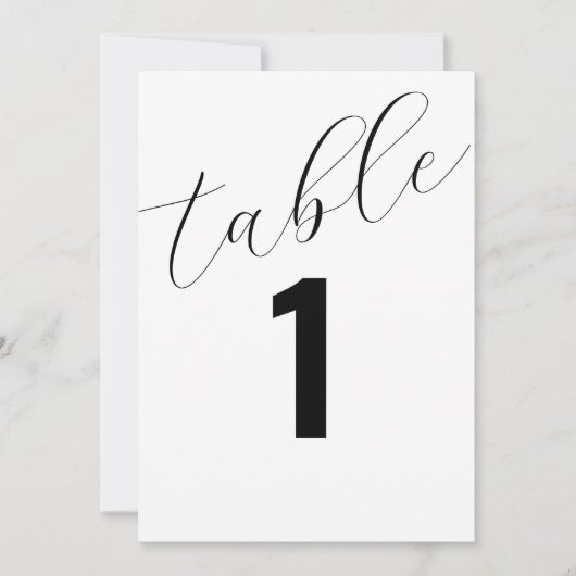 Einfache Hochzeitkarten-Tischnummer Einladung (Vorderseite)