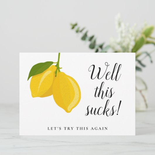 Einfache Hochzeitlemonen ändern das Datum verschob Einladung (Stehend Vorderseite)