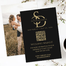 Einfache Hochzeitmonogramm Hochladen Foto QR Code  Begleitkarte