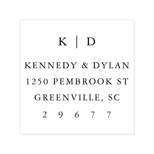 Einfache Hochzeitmonogramm-Rücksendeadresse Permastempel (Design)