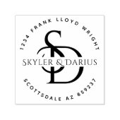 Einfache Hochzeitmonogramm-Rücksendeadresse Permastempel (Design)