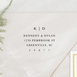 Einfache Hochzeitmonogramm-Rücksendeadresse Permastempel