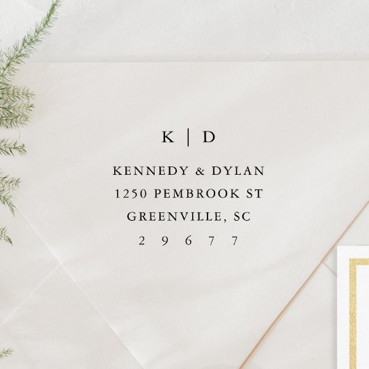 Einfache Hochzeitmonogramm-Rücksendeadresse Permastempel