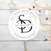 Einfache Hochzeitmonogramm-Rücksendeadresse Runder Aufkleber