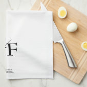 Einfache Hochzeitmonogramm Schwarz/Weiß Geschirrtuch (Viertel Falte)