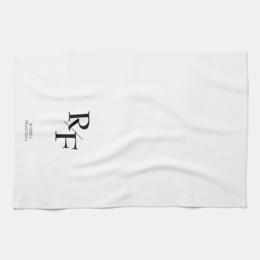 Einfache Hochzeitmonogramm Schwarz/Weiß Geschirrtuch (Horizontal)