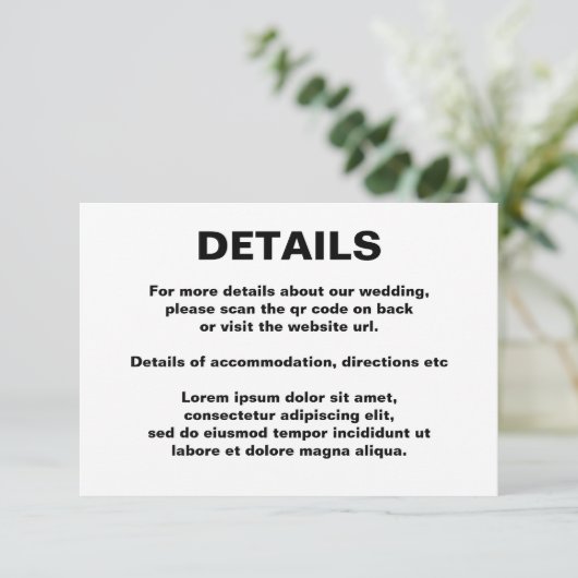 Einfache HochzeitQR-Code Begleitkarte (Stehend Vorderseite)