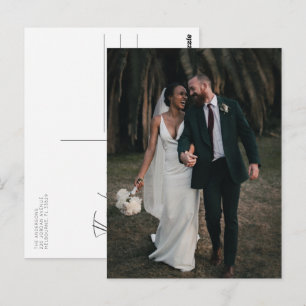 Einfache Hochzeits-Foto-Dankeskarten-Postkarte Postkarte