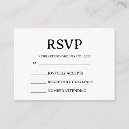 Einfache Hochzeits-RSVP-Beilagekarte Begleitkarte
