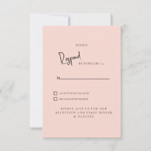 Einfache Hochzeits-RSVP in Blush RSVP Karte