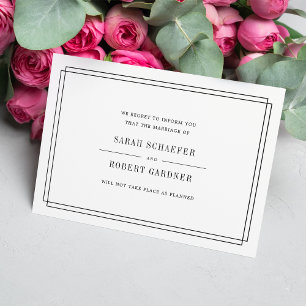 Einfache Hochzeitsabsage-Karte Ankündigung