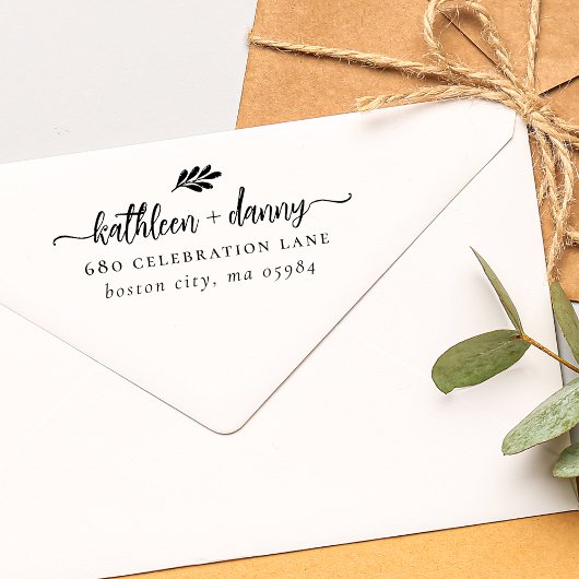 Einfache Hochzeitsadresse im modernen Grünen Gummistempel