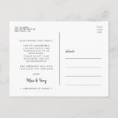 Einfache Hochzeitsaktualisierung Ändern Sie das Da Postkarte (Rückseite)