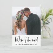 Einfache Hochzeitsanzeige und Party | Foto Einladung (Stehend Vorderseite)