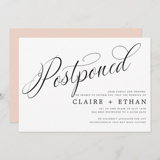 Einfache Hochzeitsaufschiebung Einladung (Vorne/Hinten)