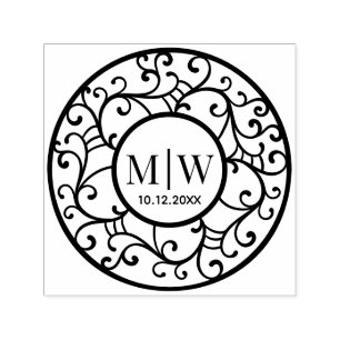 Einfache Hochzeitsbaumzweige Filigrane Initiale Permastempel