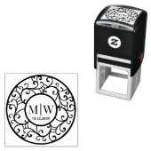 Einfache Hochzeitsbaumzweige Lacy Filigree Initial Permastempel (Beispiel)