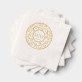 Einfache Hochzeitsbaumzweige Lacy Filigree Initial Servietten Mit Folie (Insitu (Gestapelt))