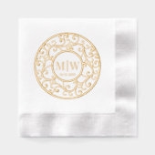 Einfache Hochzeitsbaumzweige Lacy Filigree Initial Servietten Mit Folie (Vorderseite)