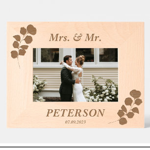 Einfache Hochzeitsblumen, individuelle Bilderrahme Geätzte Rahmen