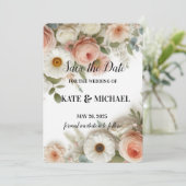 Einfache Hochzeitsblütenkarte Save the Date (Stehend Vorderseite)