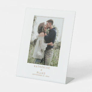 Einfache Hochzeitscouple-Foto-Namen & Date Pedesta Sockelschild