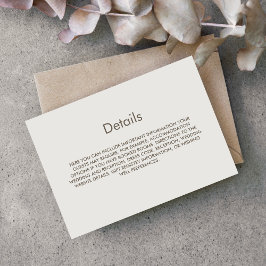 Einfache Hochzeitsdetails Begleitkarte