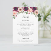 Einfache Hochzeitsdetails der Burgunder Wasserfarb Begleitkarte (Stehend Vorderseite)