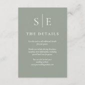 Einfache Hochzeitsdetails für das Sage Green Monog Begleitkarte (Vorderseite)