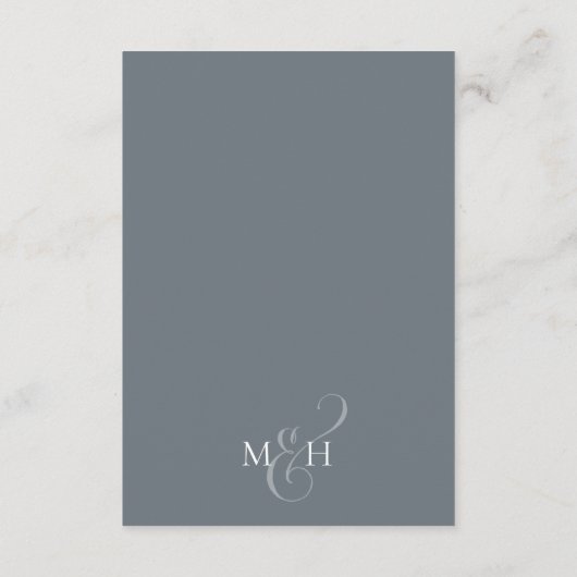 Einfache Hochzeitsdetails Kalligrafie Script blau Begleitkarte (Rückseite)