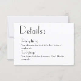 Einfache Hochzeitsdetails RSVP Karte