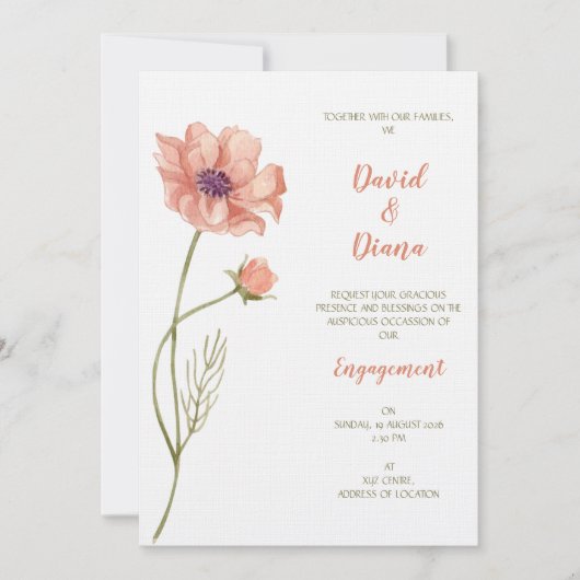 Einfache Hochzeitseinladung Einladung (Vorderseite)