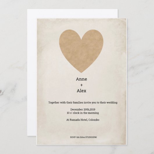 Einfache Hochzeitseinladung Einladung (Vorne/Hinten)